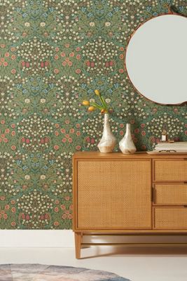 Morris & Co. Blackthorn Floral Green Wallpaper