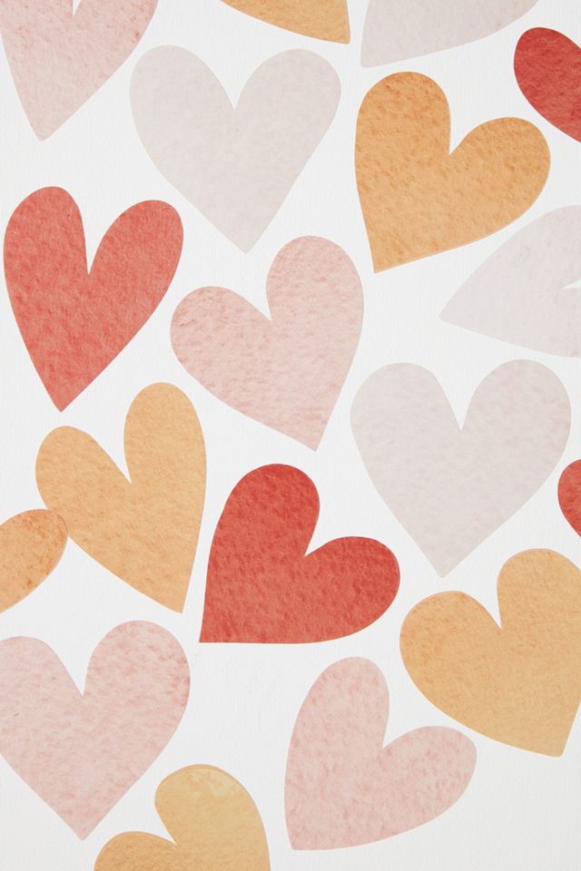 Watercolor Hearts Wall Decal Set #2