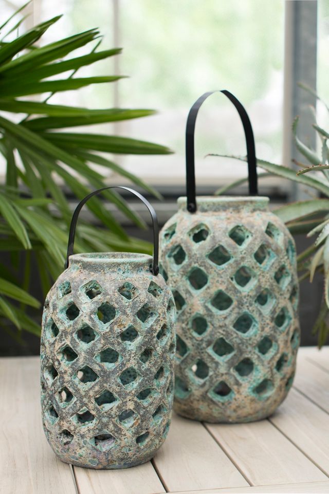 Blue Diamond Concrete Lantern #1