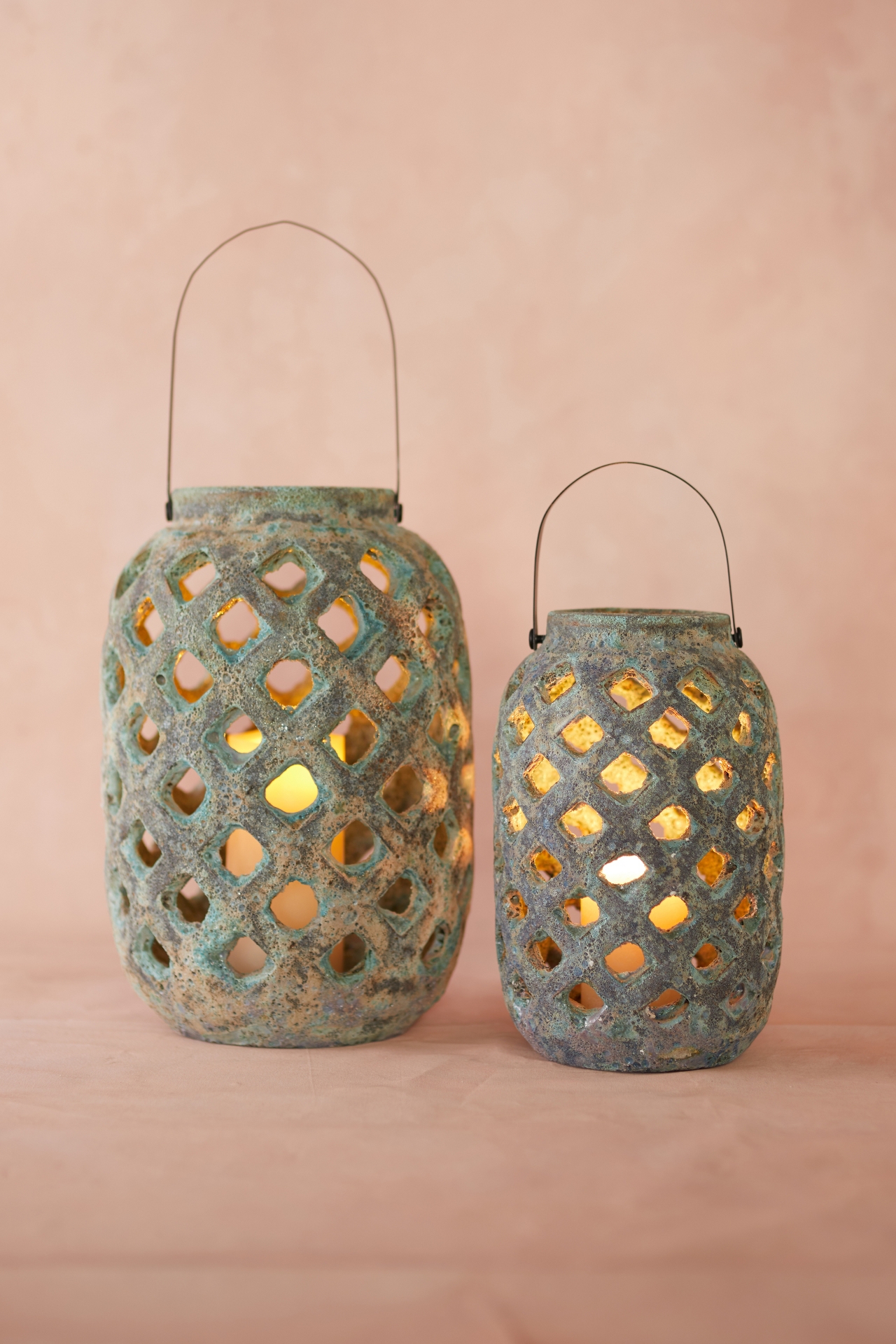 Blue Diamond Concrete Lantern