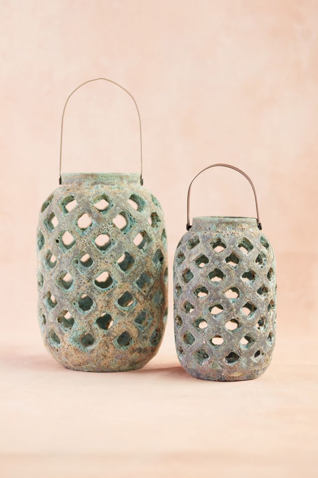 Blue Diamond Concrete Lantern #3