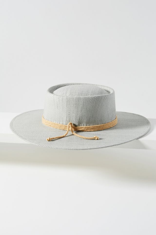 Tie-Embellished Mesh Boat Hat