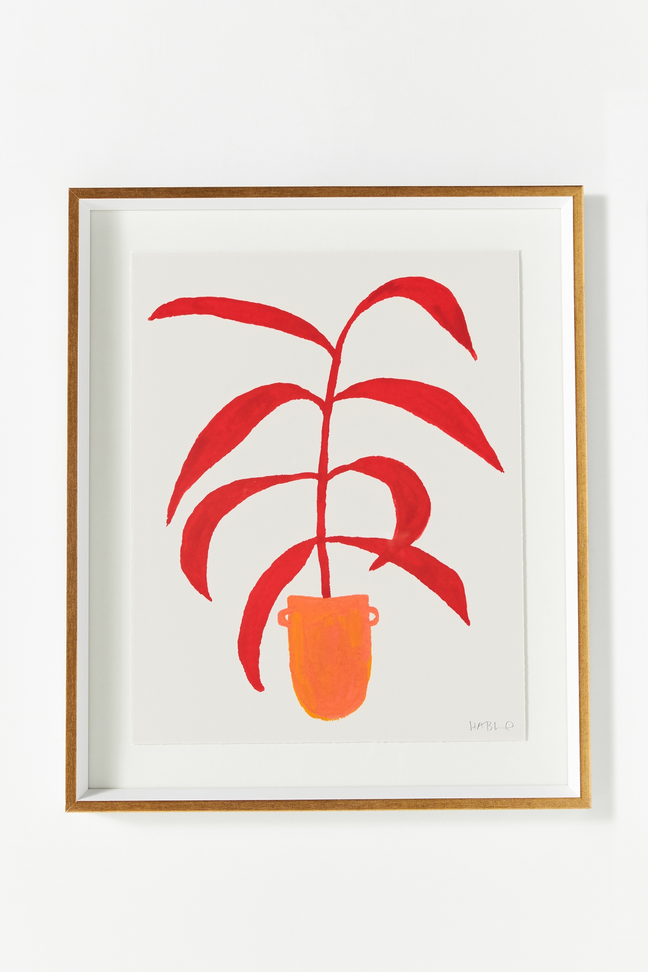 Red Palm In Orange Pot Wall Art