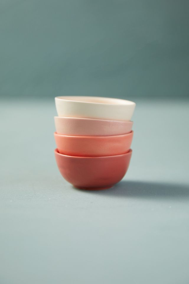 Ceramic Pinch Bowls, Pink Set of 4