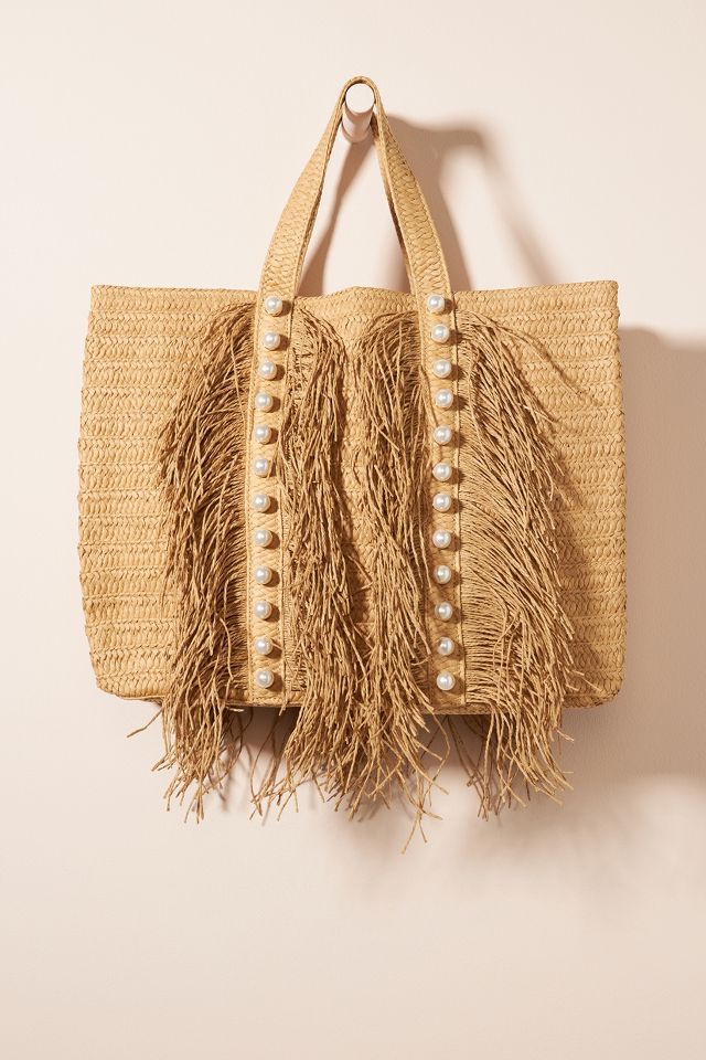 Btb los angeles jojo woven fringe tote 2025