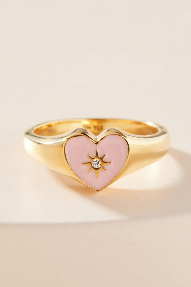 Sweetheart Enamel Signet Ring #1
