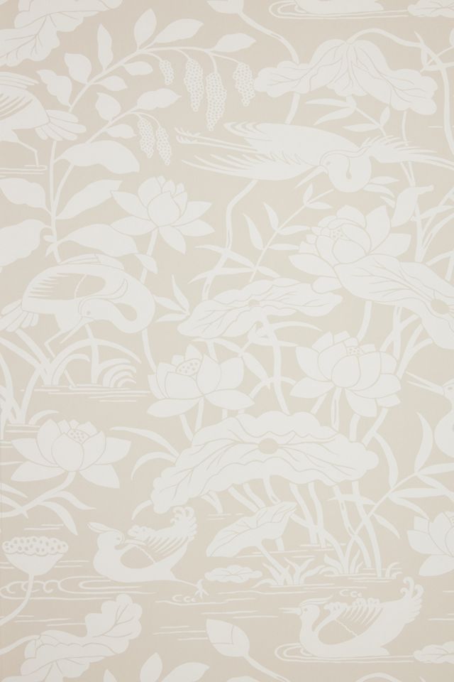 Heron & Lotus Flower Wallpaper Anthropologie