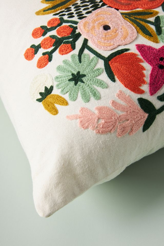 Rifle Paper Co. x Loloi Embroidered Floral Heart Pillow #2