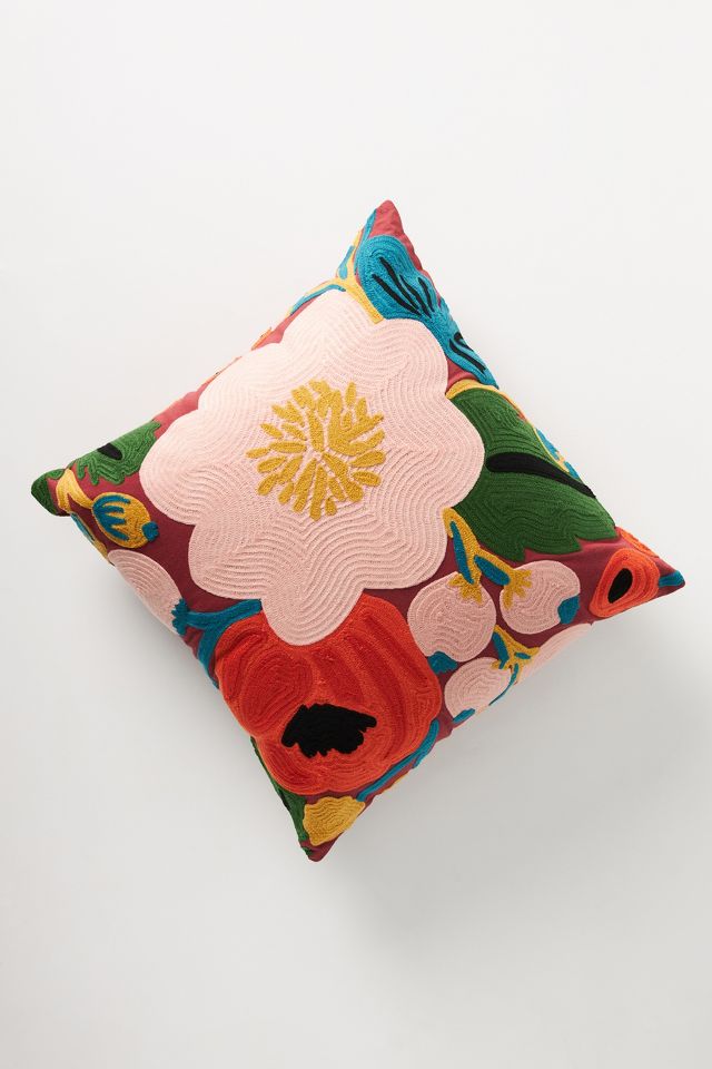 Rifle Paper Co. x Loloi Vintage Blossoms Embroidered Pillow