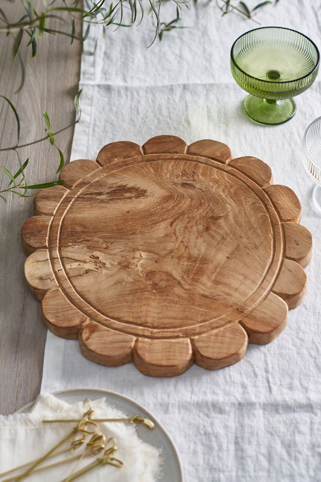 Scalloped Teak Serving Board #2