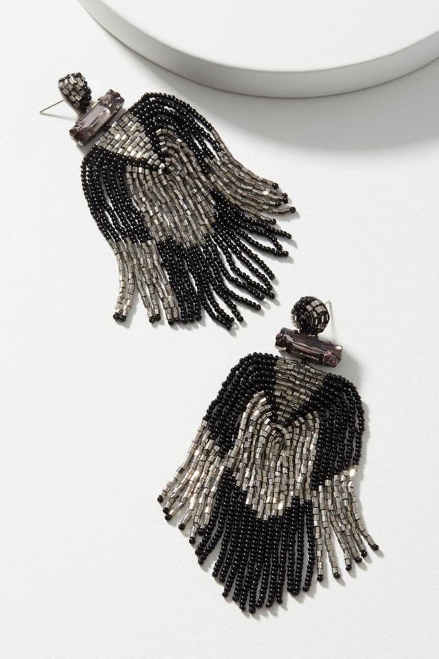 Deepa Jodi Beaded Fringe Drop Earrings #1