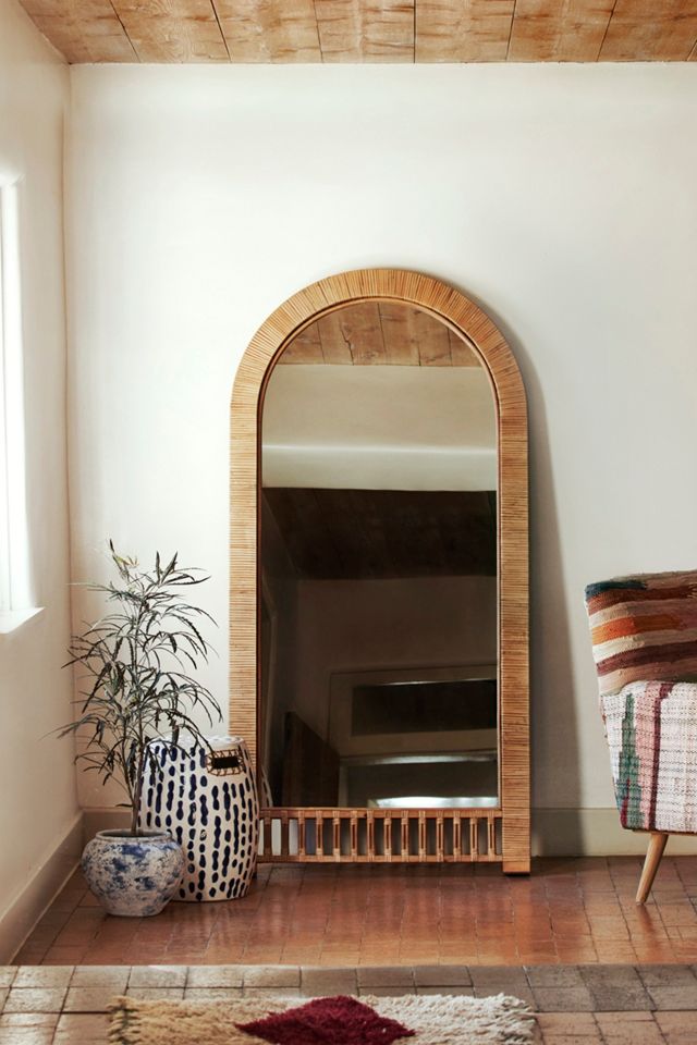 Arched Rattan Leaning Mirror #3