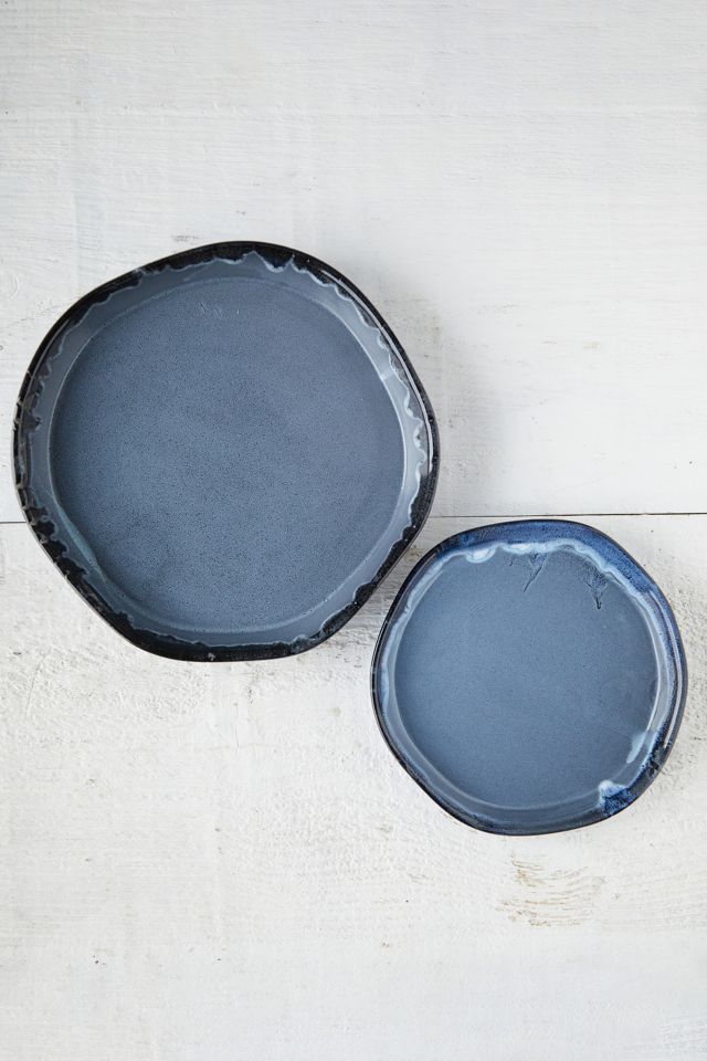 Blue Drip Ceramic Plant Tray, Small #1