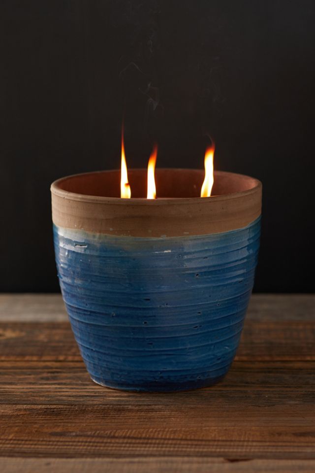 Citronella Candle, Blue Dipped Ceramic Vessel #2