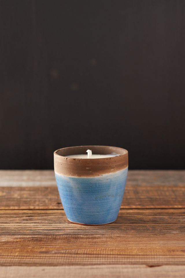 Citronella Candle, Blue Dipped Ceramic Vessel #5