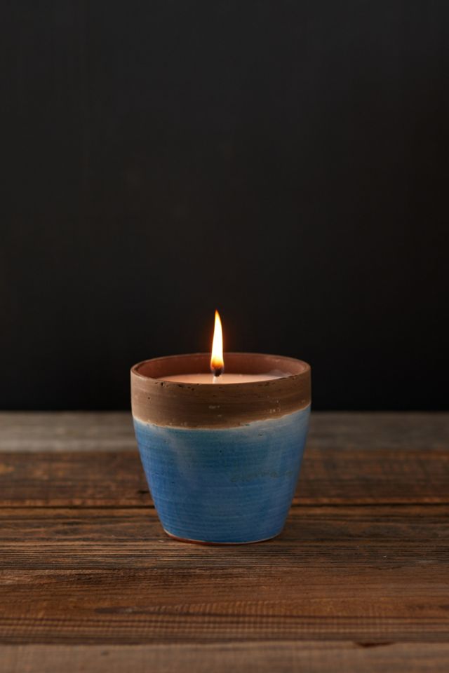 Citronella Candle, Blue Dipped Ceramic Vessel #6