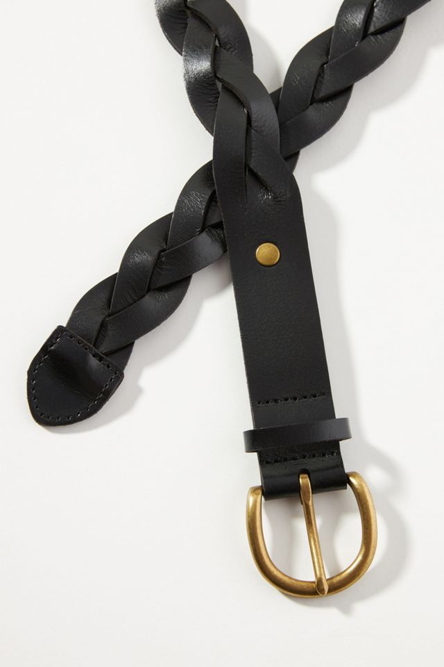 Anthropologie Braided Black Leather Wrap Stacking Belt Size M Nisolo Talia Braided Belt | Anthropologie main image 4