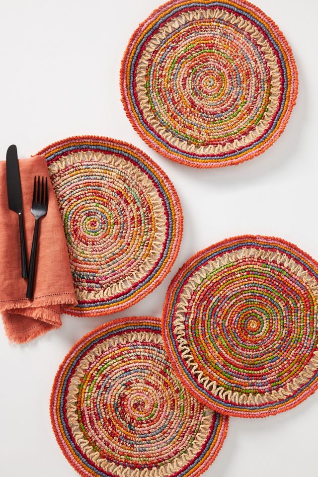 Rainbow Raffia Placemats, Set of 4
