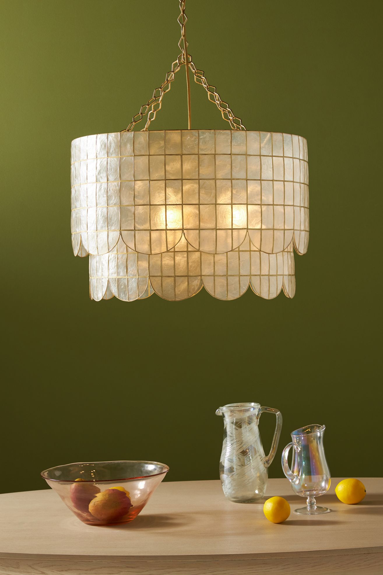 Heather Capiz Scalloped Pendant - BRASS, Standard, One Size