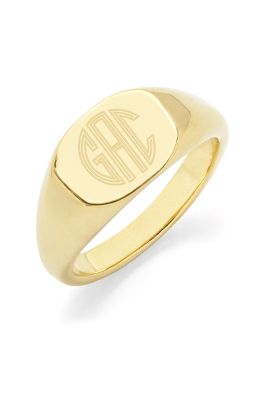 Brook & York Claire Personalized Monogram Signet Ring Gold