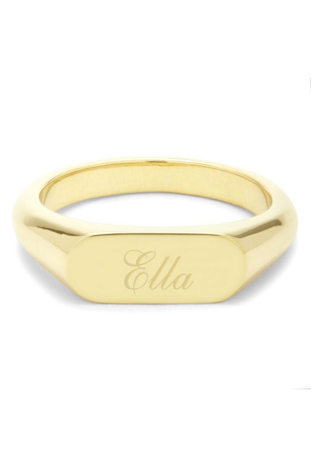 Brook & York Custom Name Thin Signet Ring #1