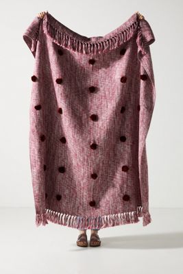 Polka Dot Pom Throw Blanket