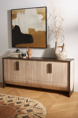 Iron and Spalted Oak Sideboard