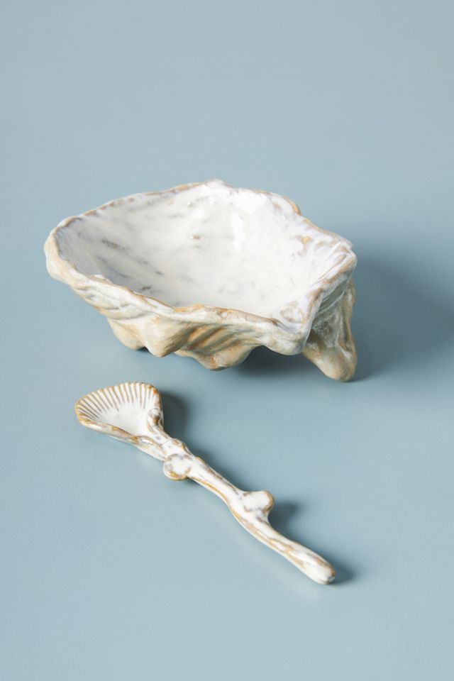 Oyster Shell Dish & Spoon Gift Set #1