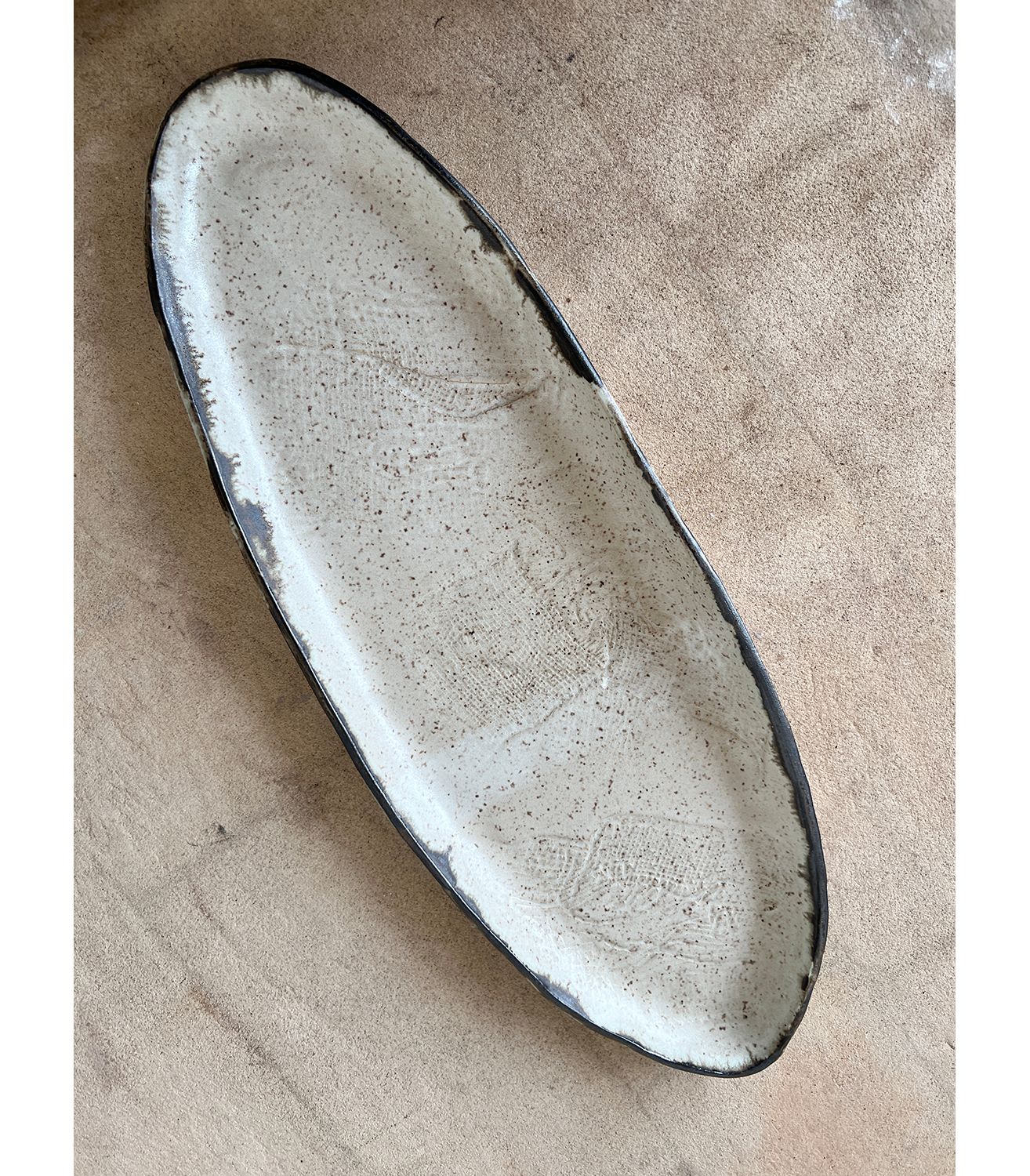 Gina DeSantis Ceramics Luna Textured Platter - Beige, One Size