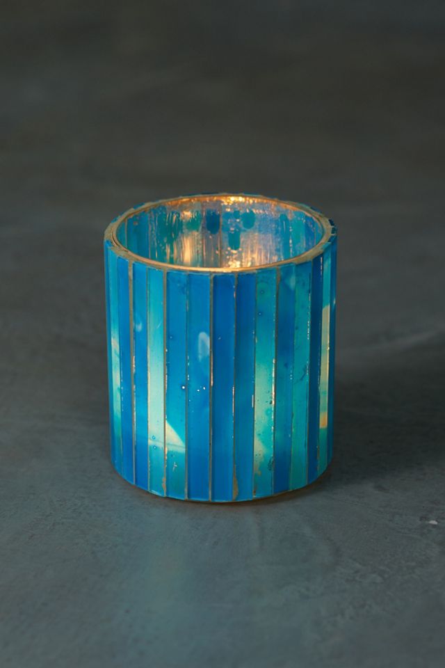Vertical Teal Mosaic Tea Light Holders, Set of 4 #1