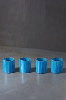 Vertical Teal Mosaic Tea Light Holders, Set of 4