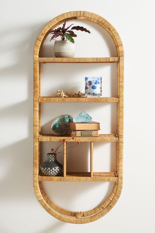 Wicker store shelving unit