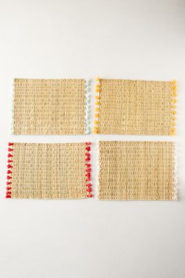 Tassel Raffia Placemats, Set of 4