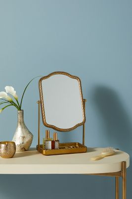 Anthropologie Brodie Tabletop Vanity Mirror In Gold