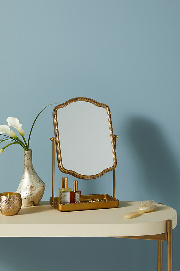 Anthropologie Brodie Tabletop Vanity Mirror In Gold