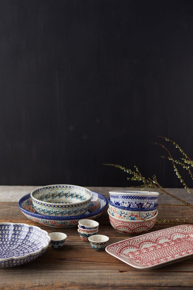 Blue Poppy Edge Ceramic Serving Bowl #4