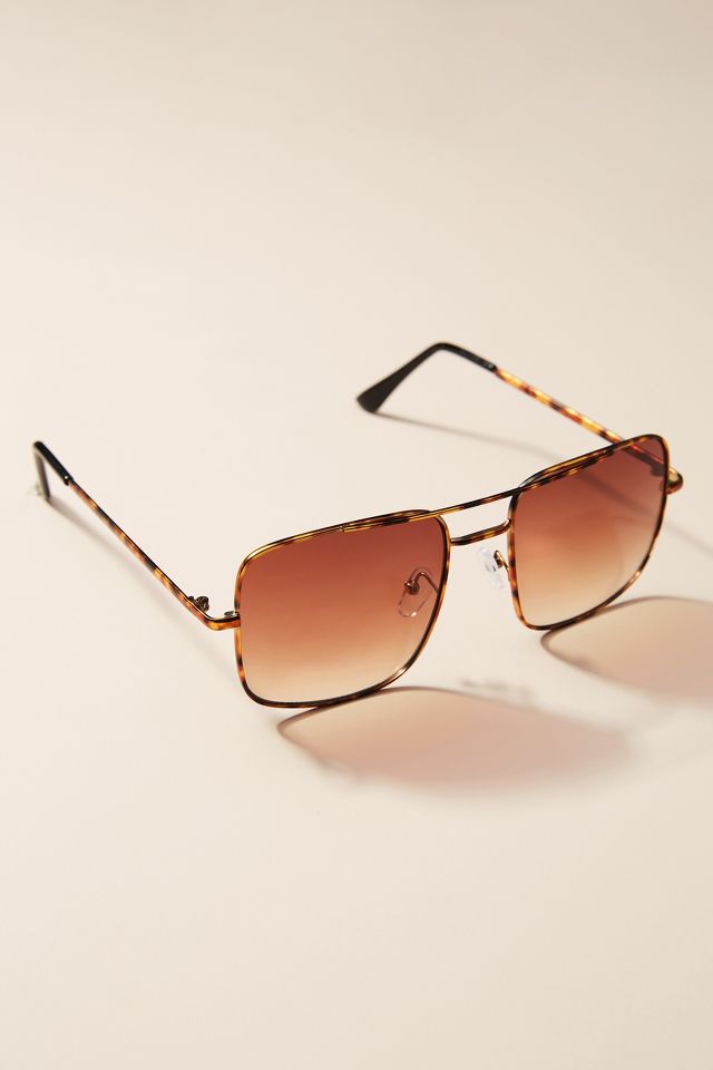 By Anthropologie Square Aviator Sunglasses