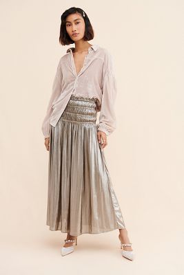 anthropologie metallic skirt