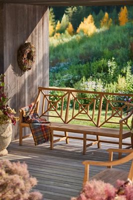 Fretwork Teak Three-Seat Garden Bench