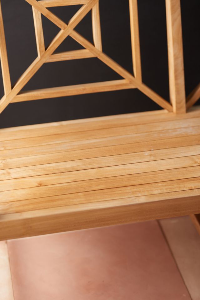 Fretwork Teak Three-Seat Garden Bench #2