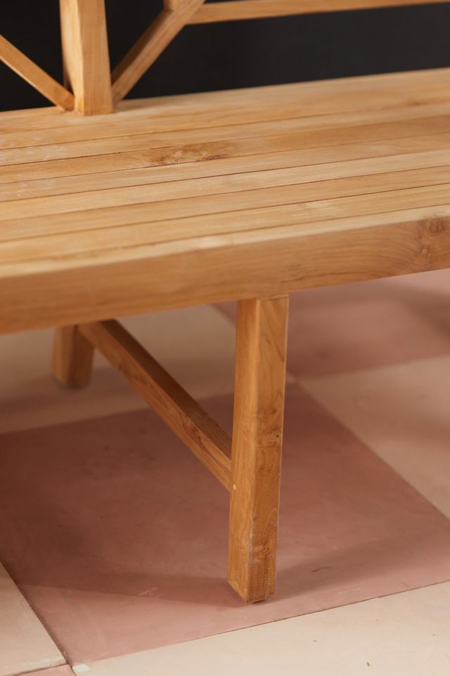 Fretwork Teak Three-Seat Garden Bench #3
