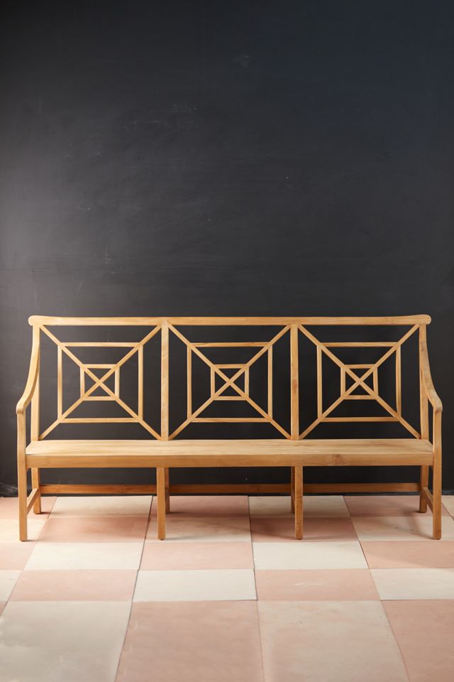 Fretwork Teak Three-Seat Garden Bench #5