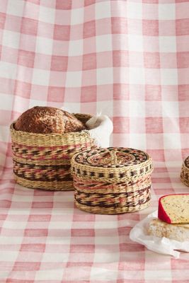 Olli Ella Round Lidded Picnic Baskets, Set of 2