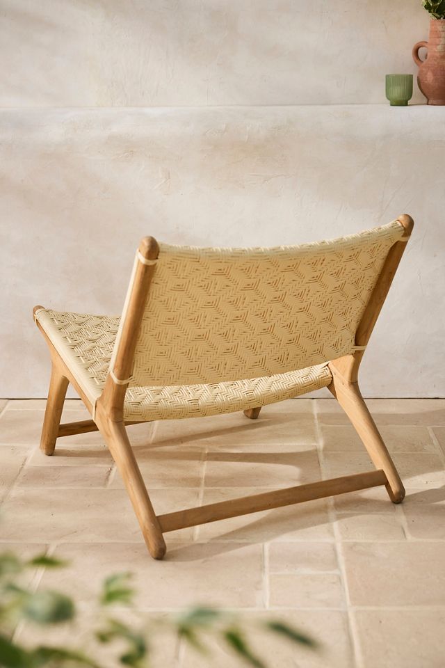 Havana Wicker + Teak Armless Chair, Neutral Diamond #6