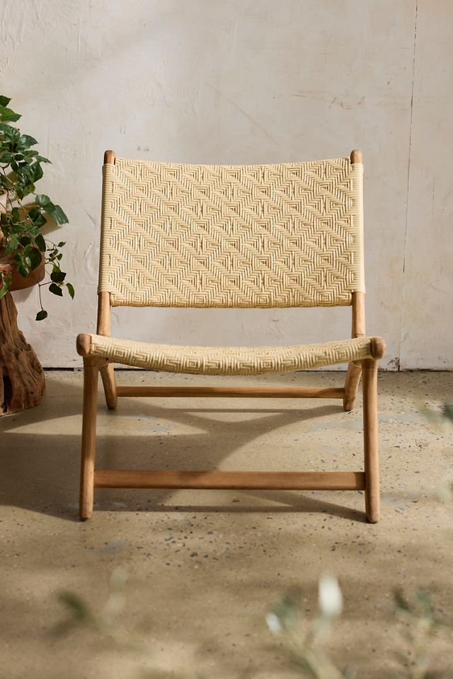 Havana Wicker + Teak Armless Chair, Neutral Diamond #3