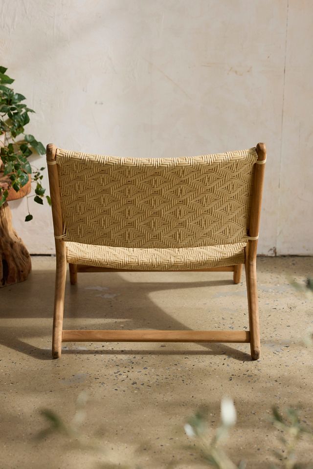 Havana Wicker + Teak Armless Chair, Neutral Diamond #4