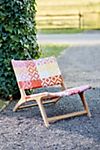 Havana Wicker + Teak Armless Chair, Pink Plaid #3
