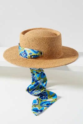 Anthropologie  Vera Scarf Trimmed Boater Hat Vera for Anthropologie Scarf-Trimmed Boater | Anthropologie main image 2