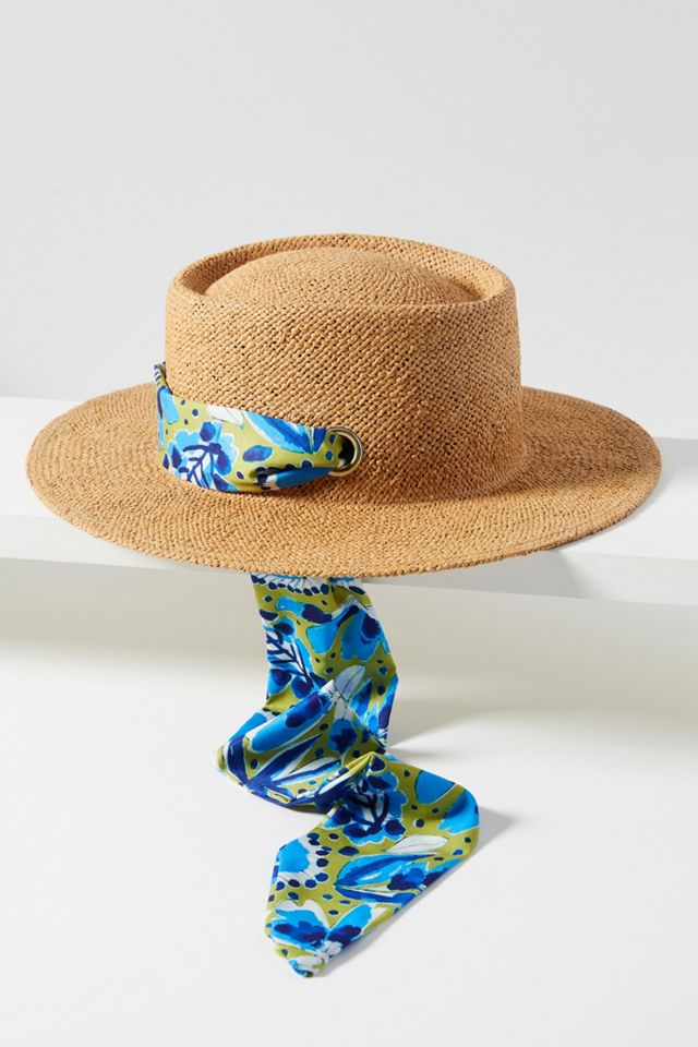 Anthropologie  Vera Scarf Trimmed Boater Hat Women main image 4