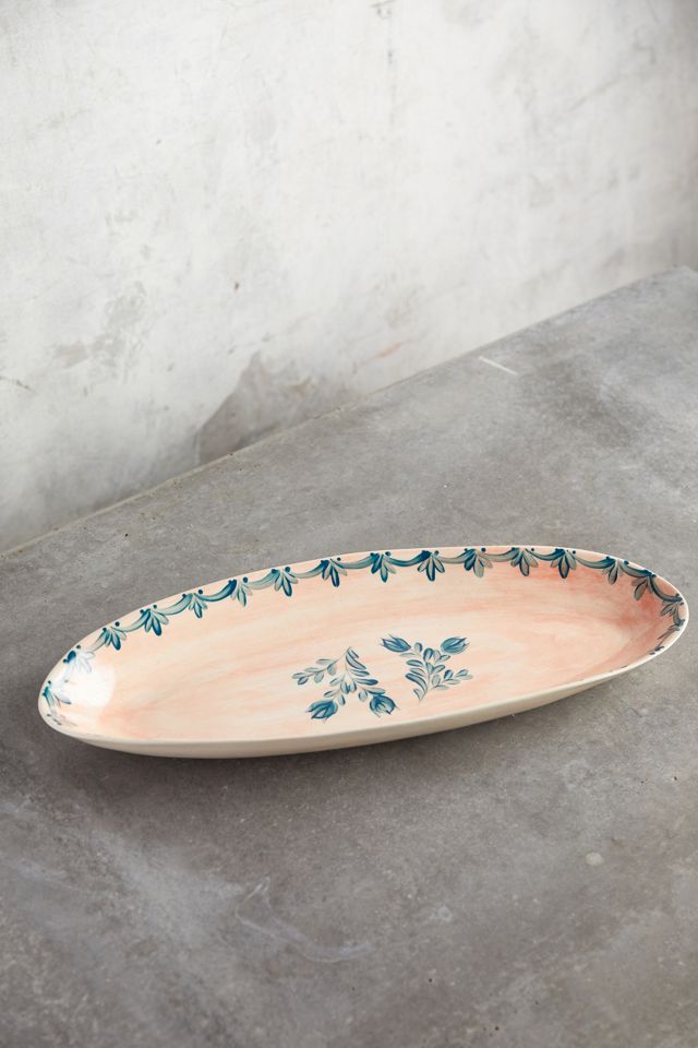 Pink Wash Blue Tulip Serving Platter #1